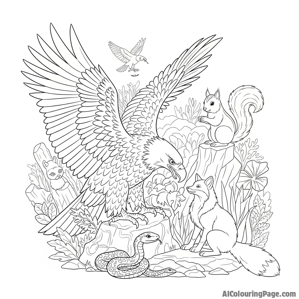 Eagle interacting with wildlife.
