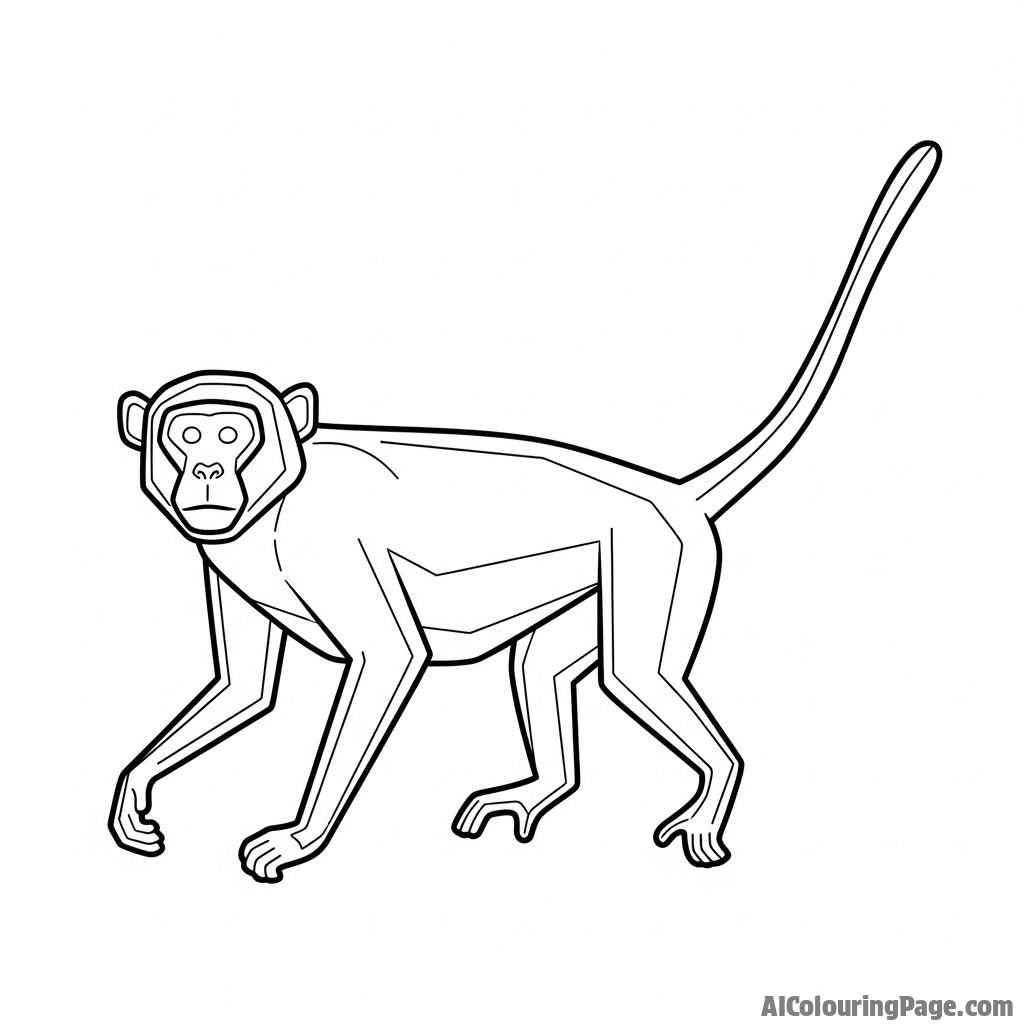 A stylized illustration of a monkey in the style of ancient cave paintings.