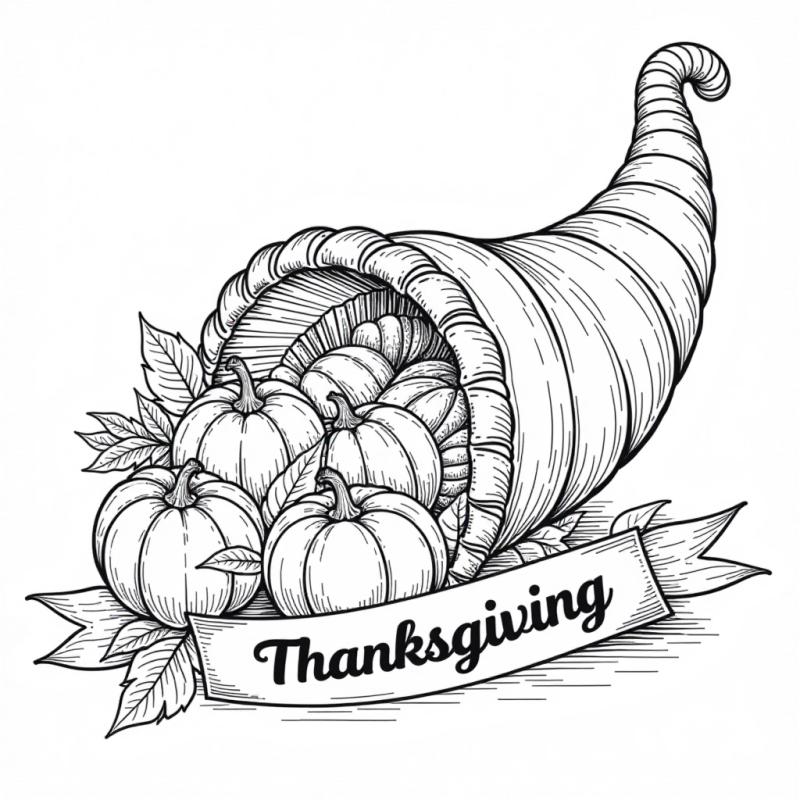 Thanksgiving Cornucopia coloring page