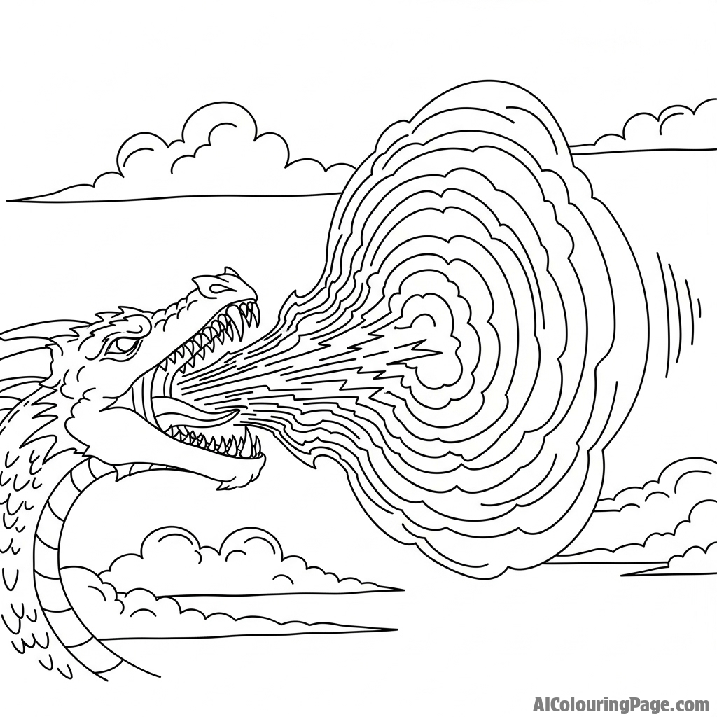 A dragon's roar visualized as a powerful shockwave distorting the air.