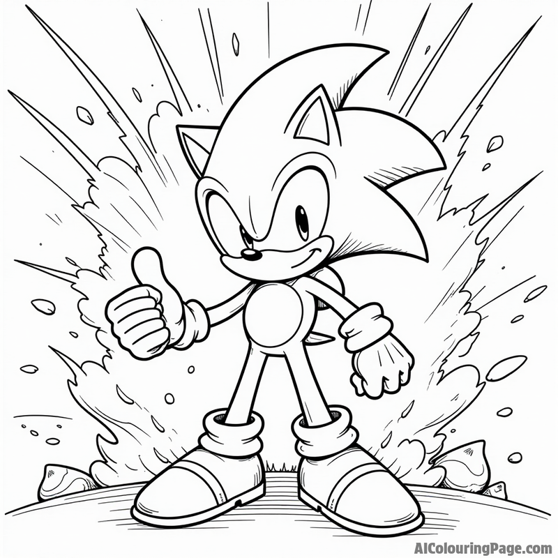 A powerful explosion with Sonic at the center