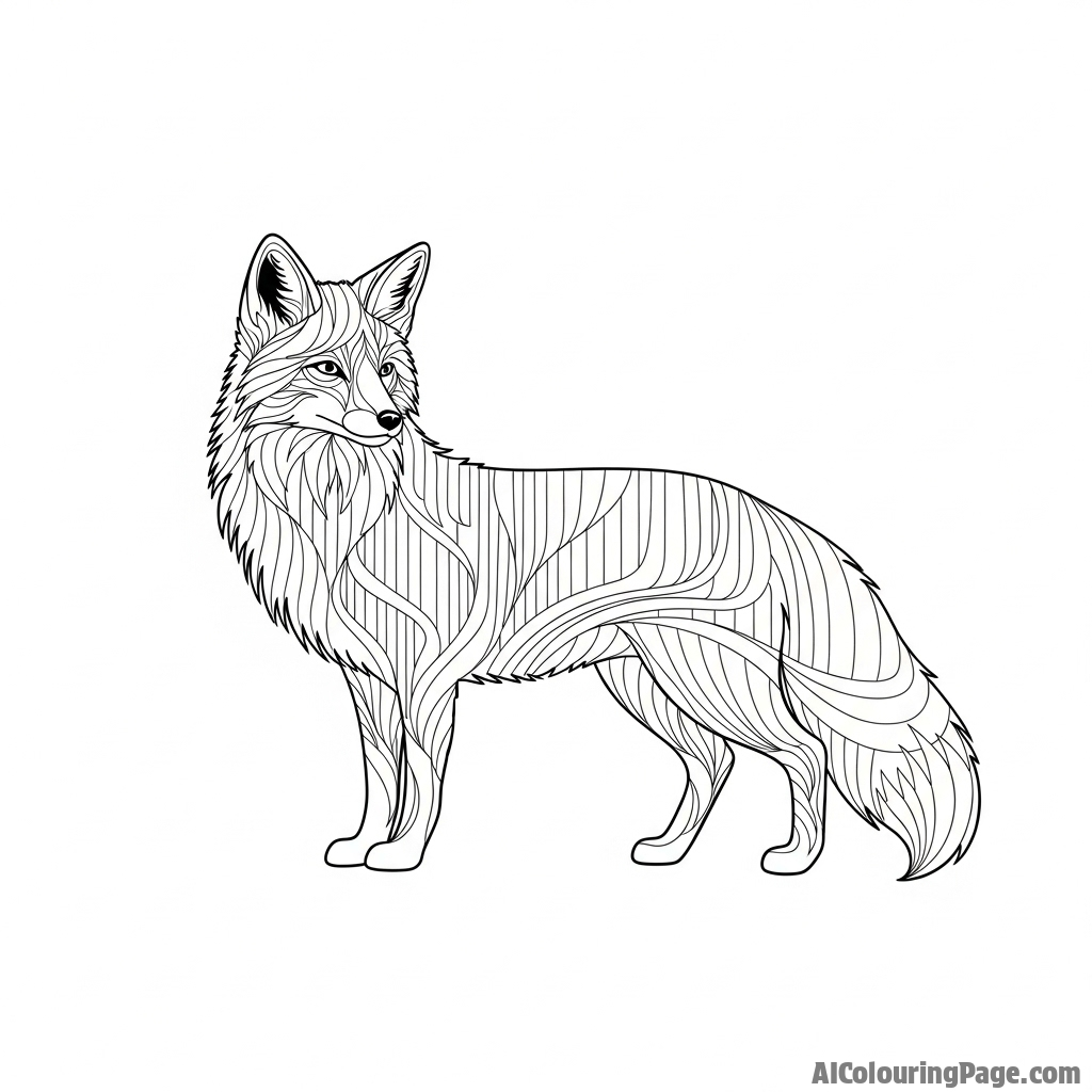 An ethereal fox formed from the shifting, shimmering curtains of the aurora borealis.