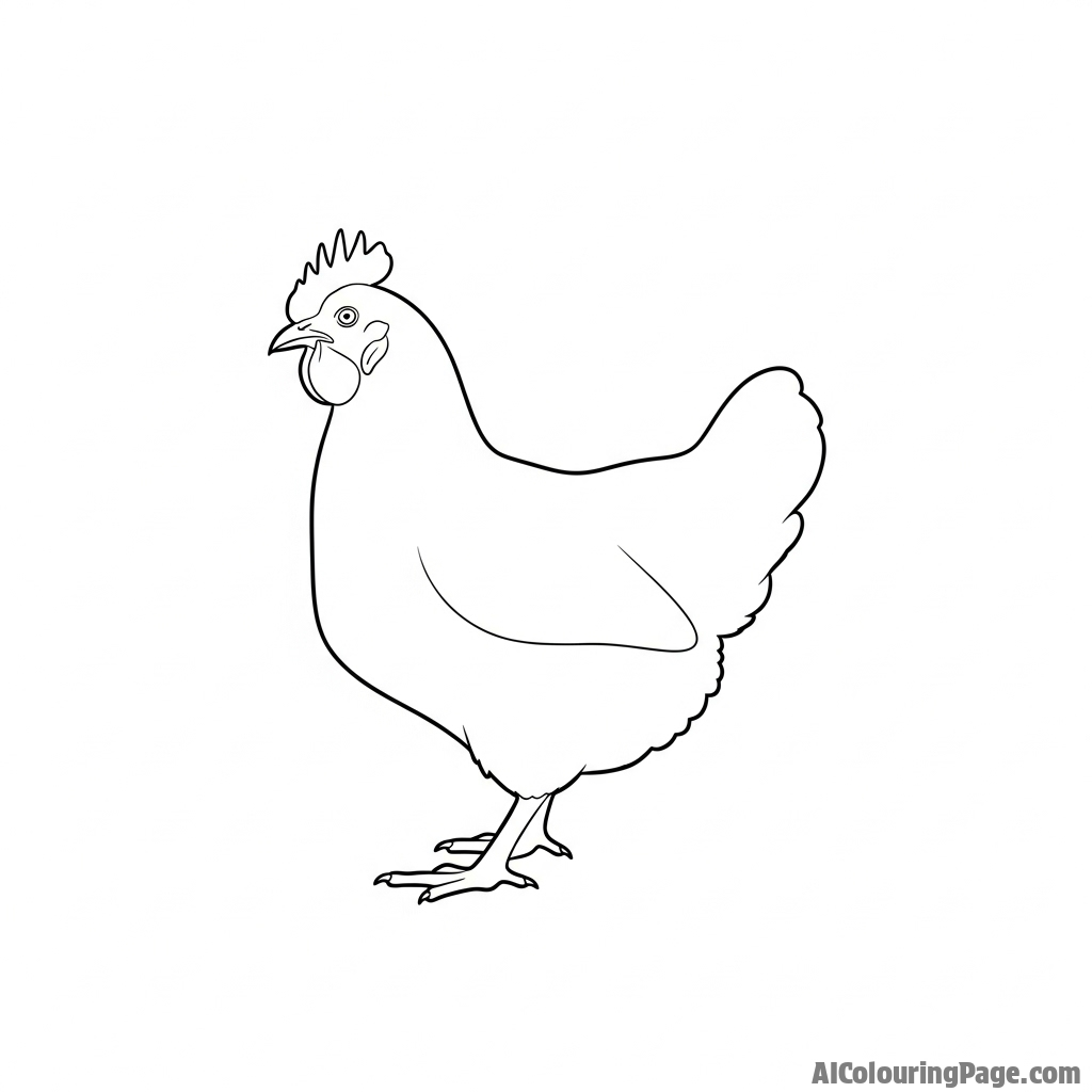 A minimalist line drawing of a chicken's silhouette.