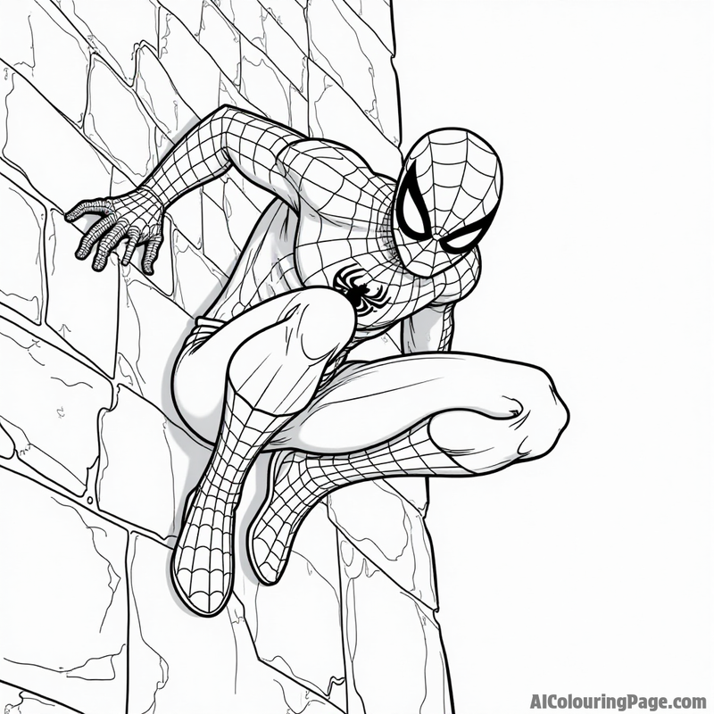 Spider-Man crawling on a wall