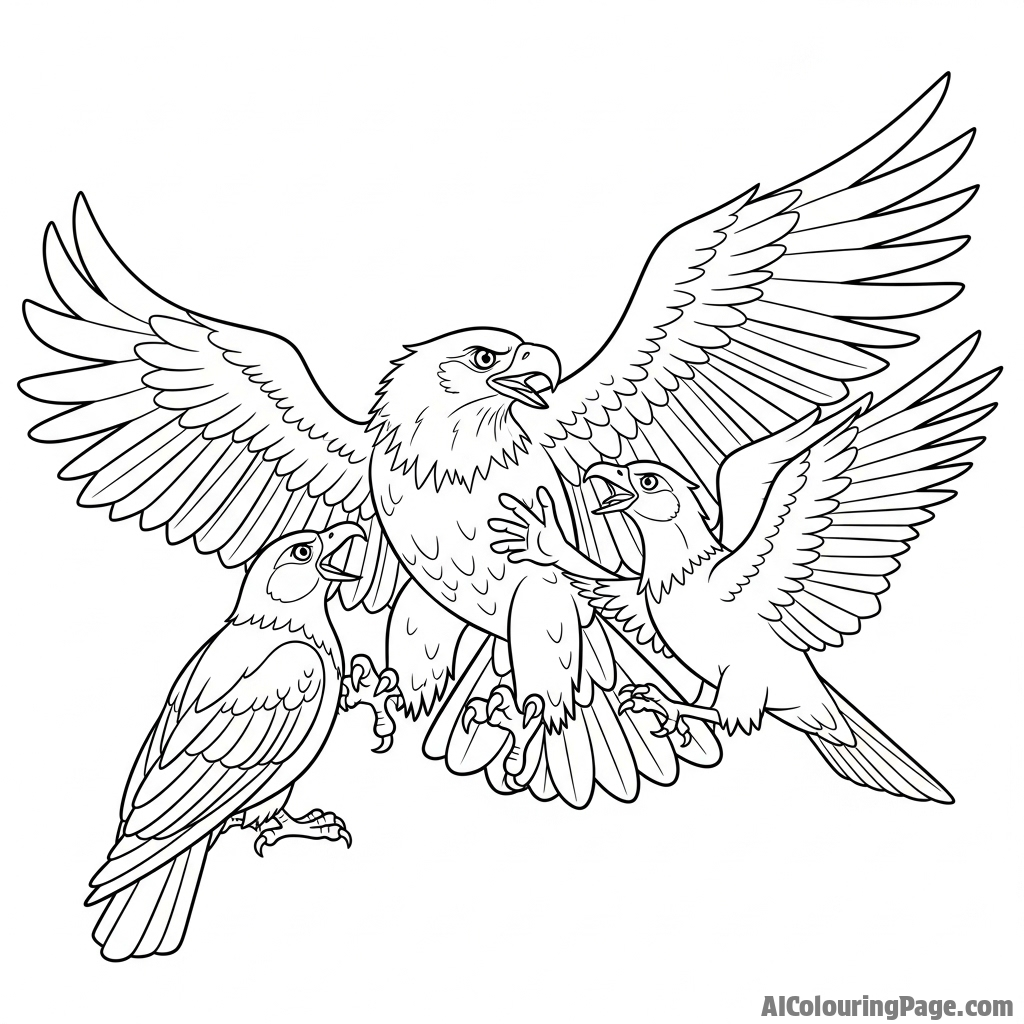 Eagle communication with fellow birds.