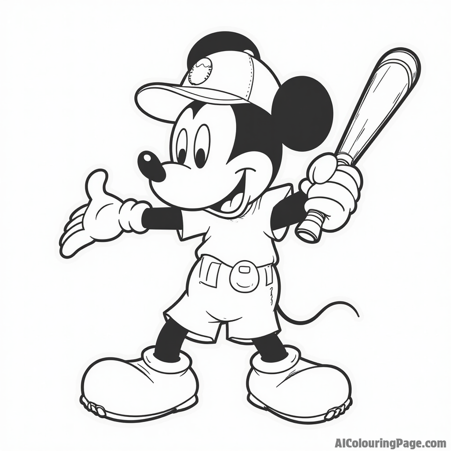 Mickey Mouse playing baseball