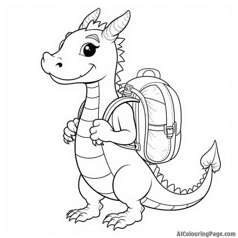 Dragon carrying a backpack