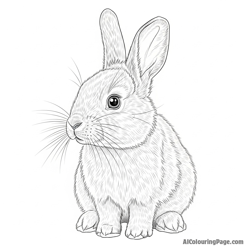 A highly-detailed pencil drawing focusing on the soft texture of a bunny's fur.