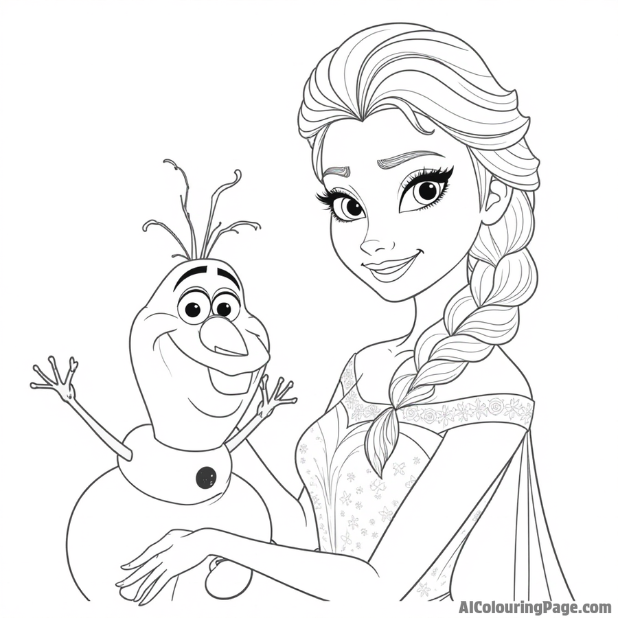 Elsa with Olaf the snowman