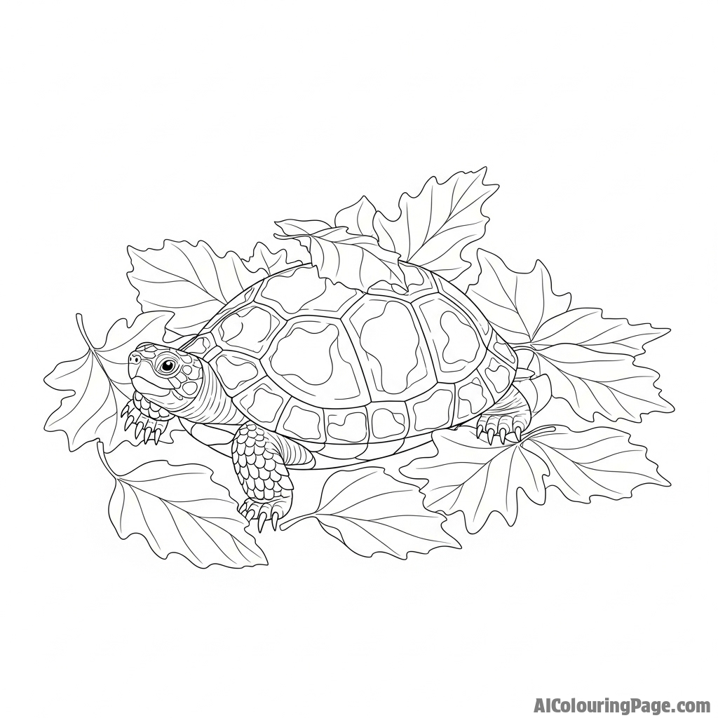 A turtle camouflaged perfectly amongst a carpet of fallen leaves on the forest floor.