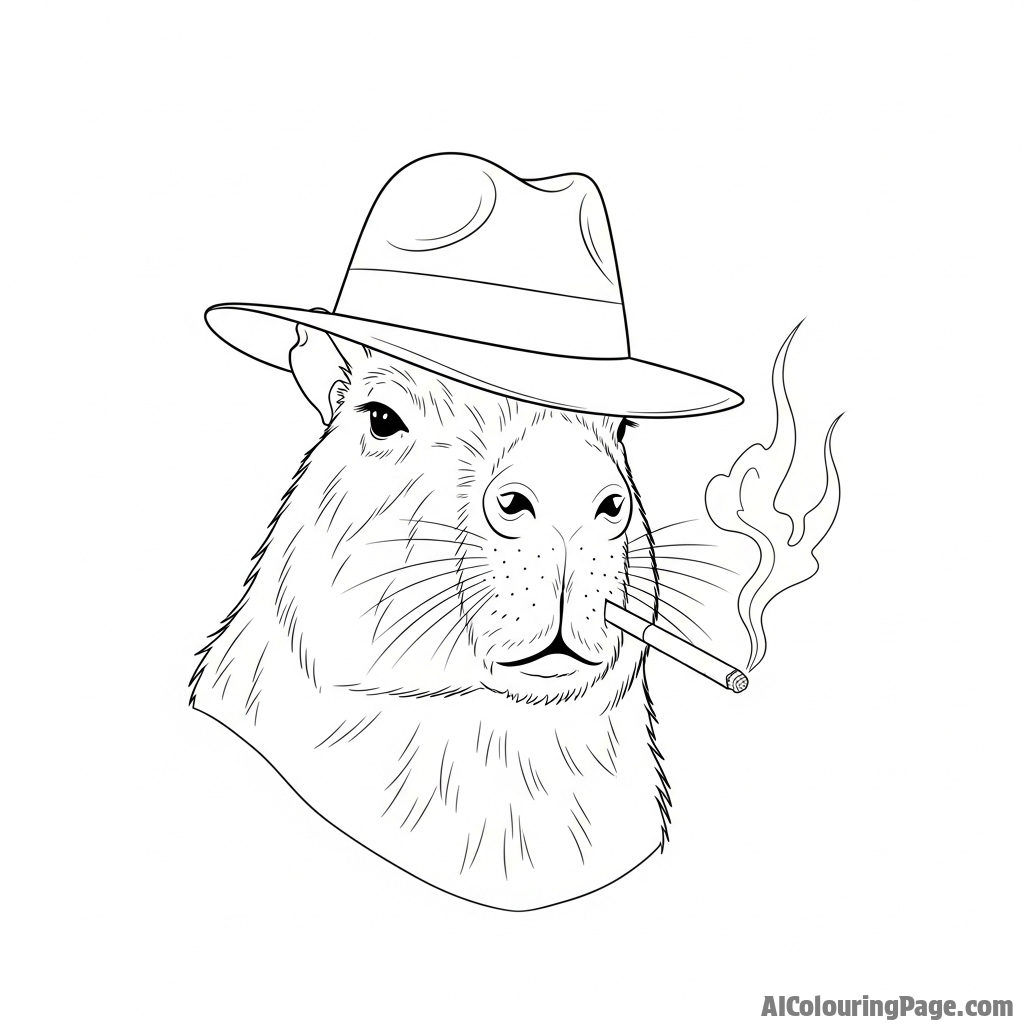 A high-contrast, film noir style portrait of a capybara.