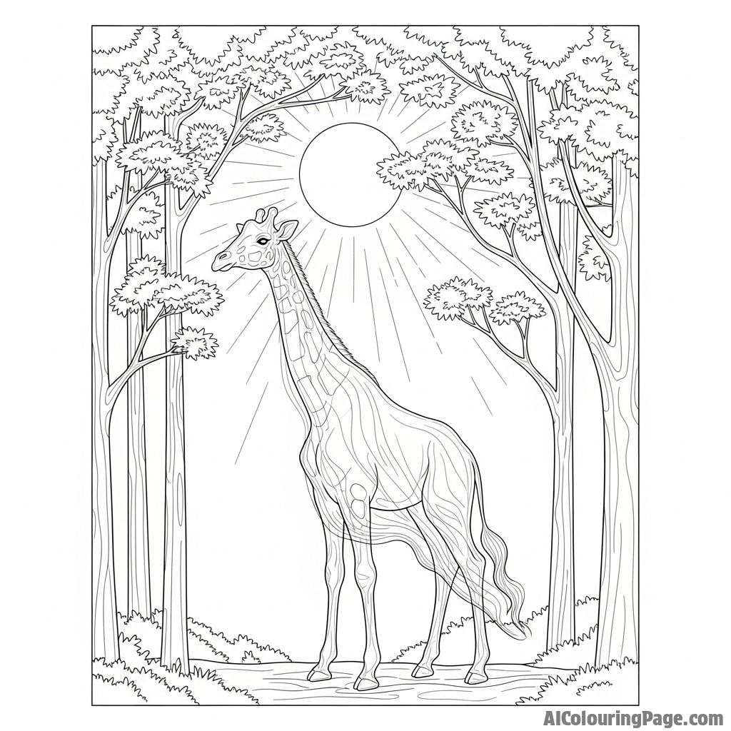 A ghostly, ethereal giraffe apparition in a moonlit, silent forest.
