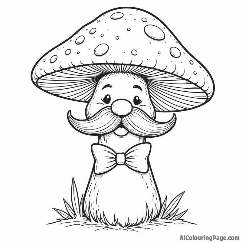 A mushroom with a mustache and a bow tie