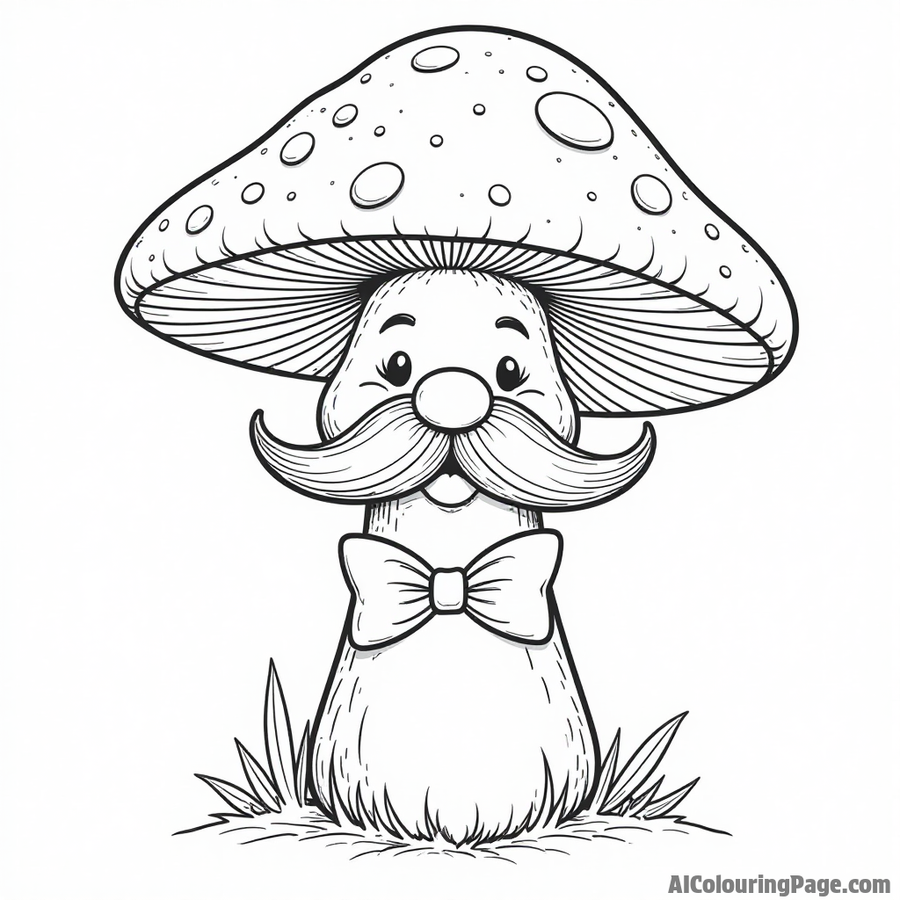 A mushroom with a mustache and a bow tie