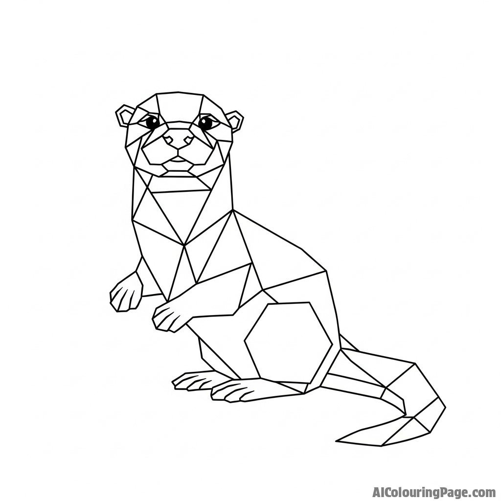 A geometric art piece reducing an otter to shapes and angles.