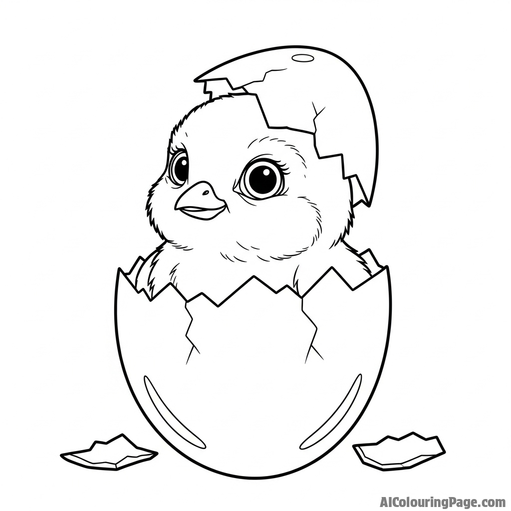 A chick hatching from an egg, its shell cracked open.