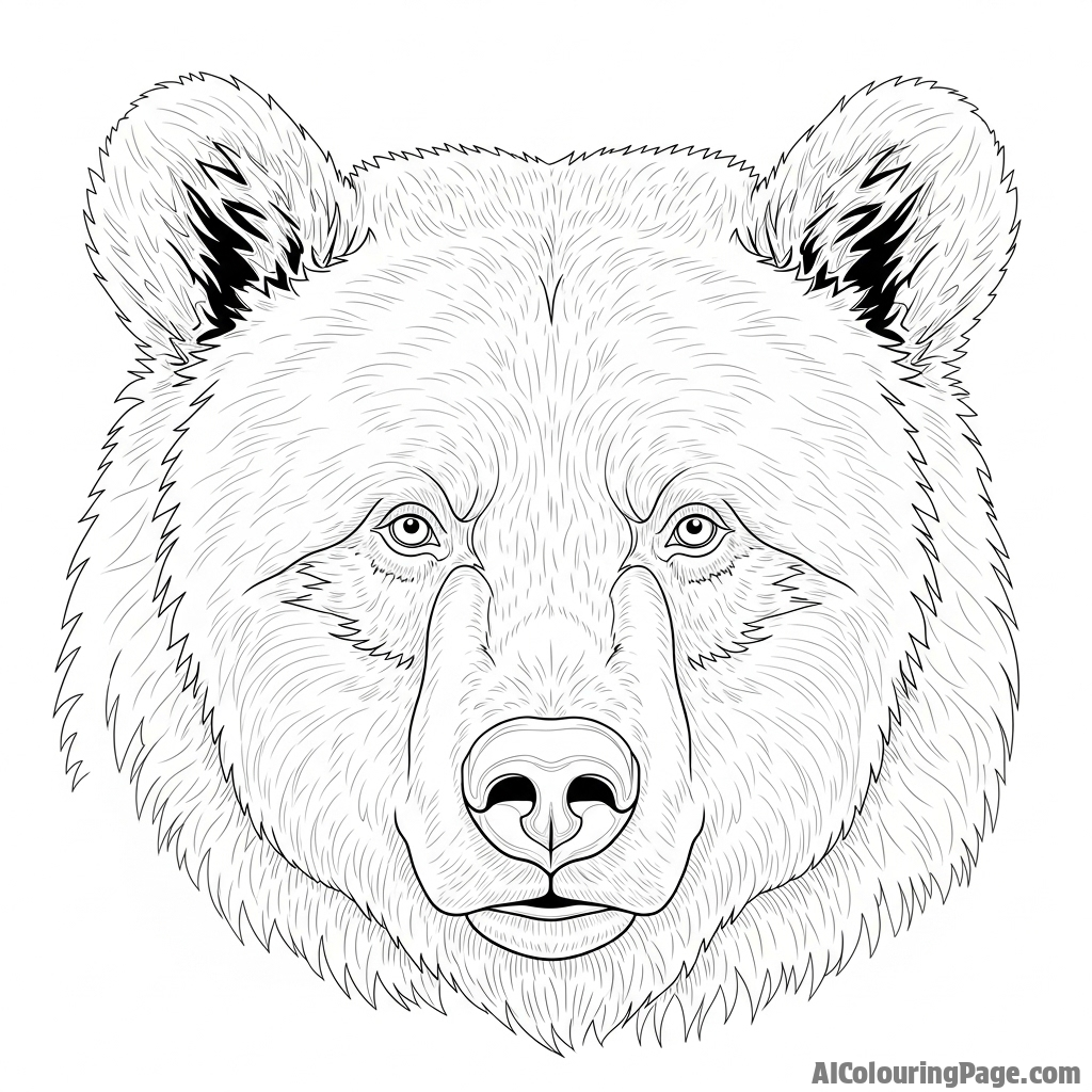 A close-up, high-detail portrait of a bear’s face, focusing on the texture of its fur and the wetness of its nose.