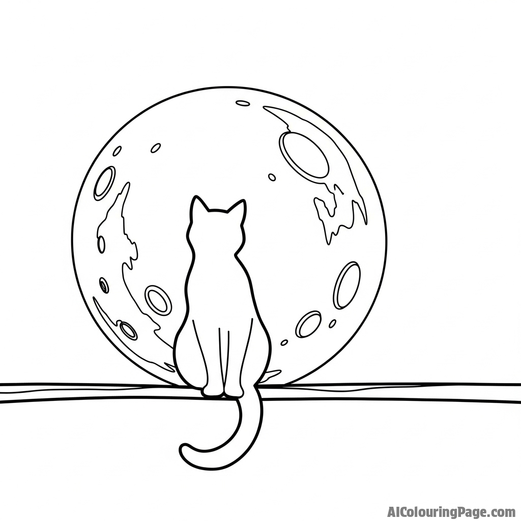 A cat's silhouette against a full moon.