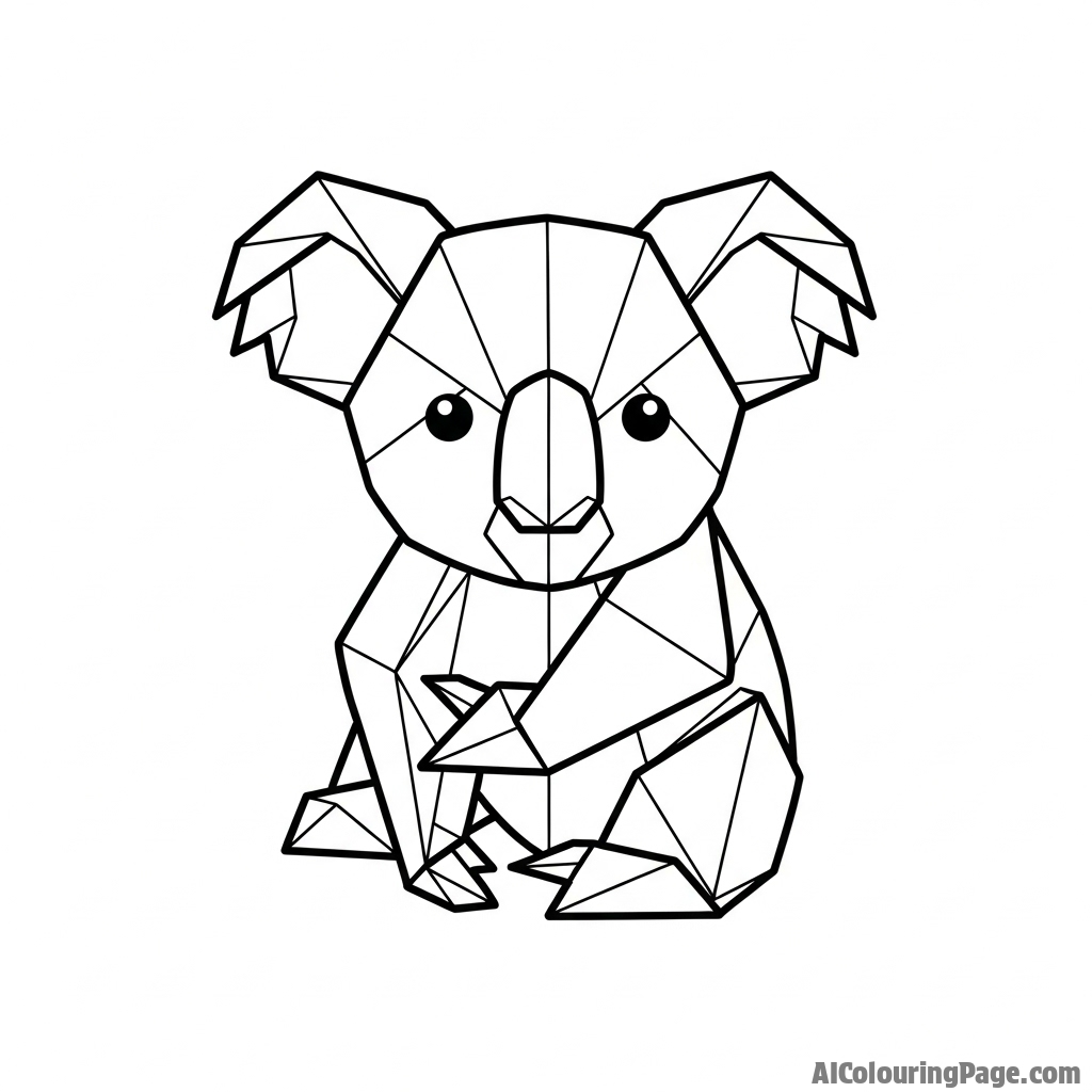 A koala made of intricately folded paper, origami style.