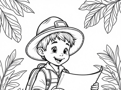 Free Explorer hat Coloring Pages