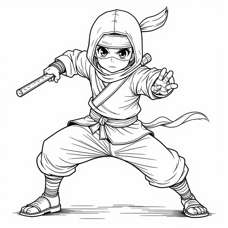 Ninja anime character in action