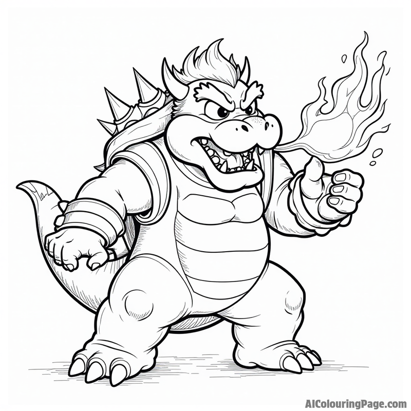 Bowser breathing fire