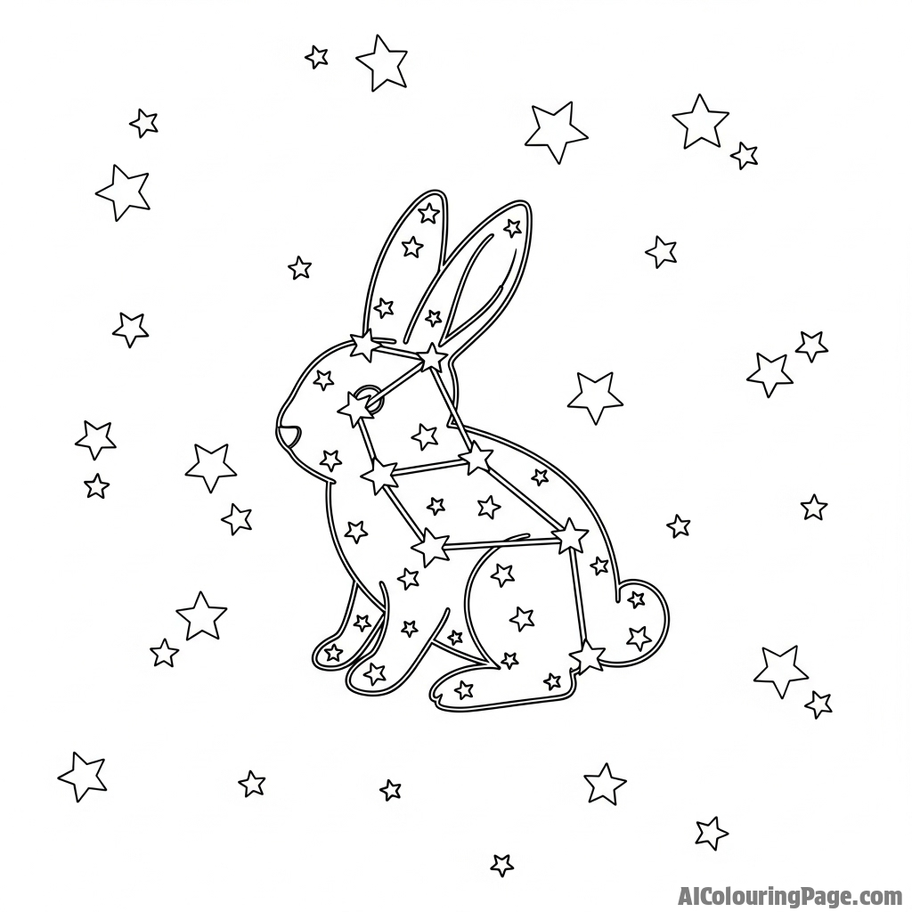 A bunny-shaped constellation shining brightly in the vast night sky.