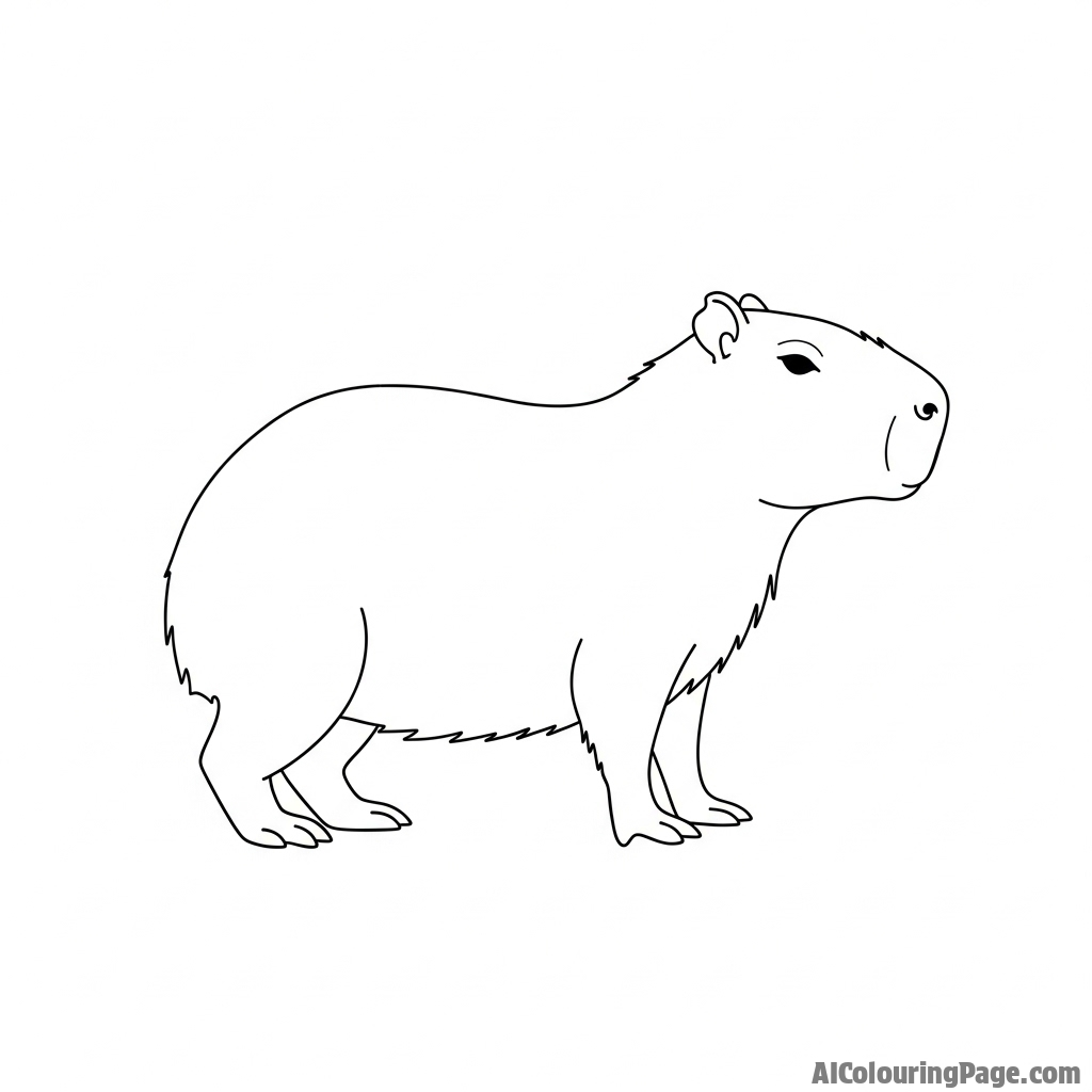 A minimalist line drawing of a capybara's profile.