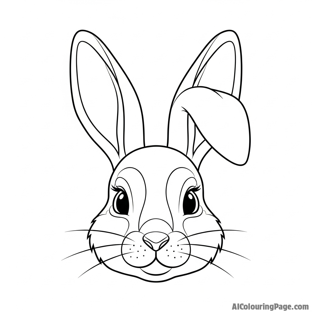 A vector illustration of a bunny's face using only simple shapes and flowing lines.