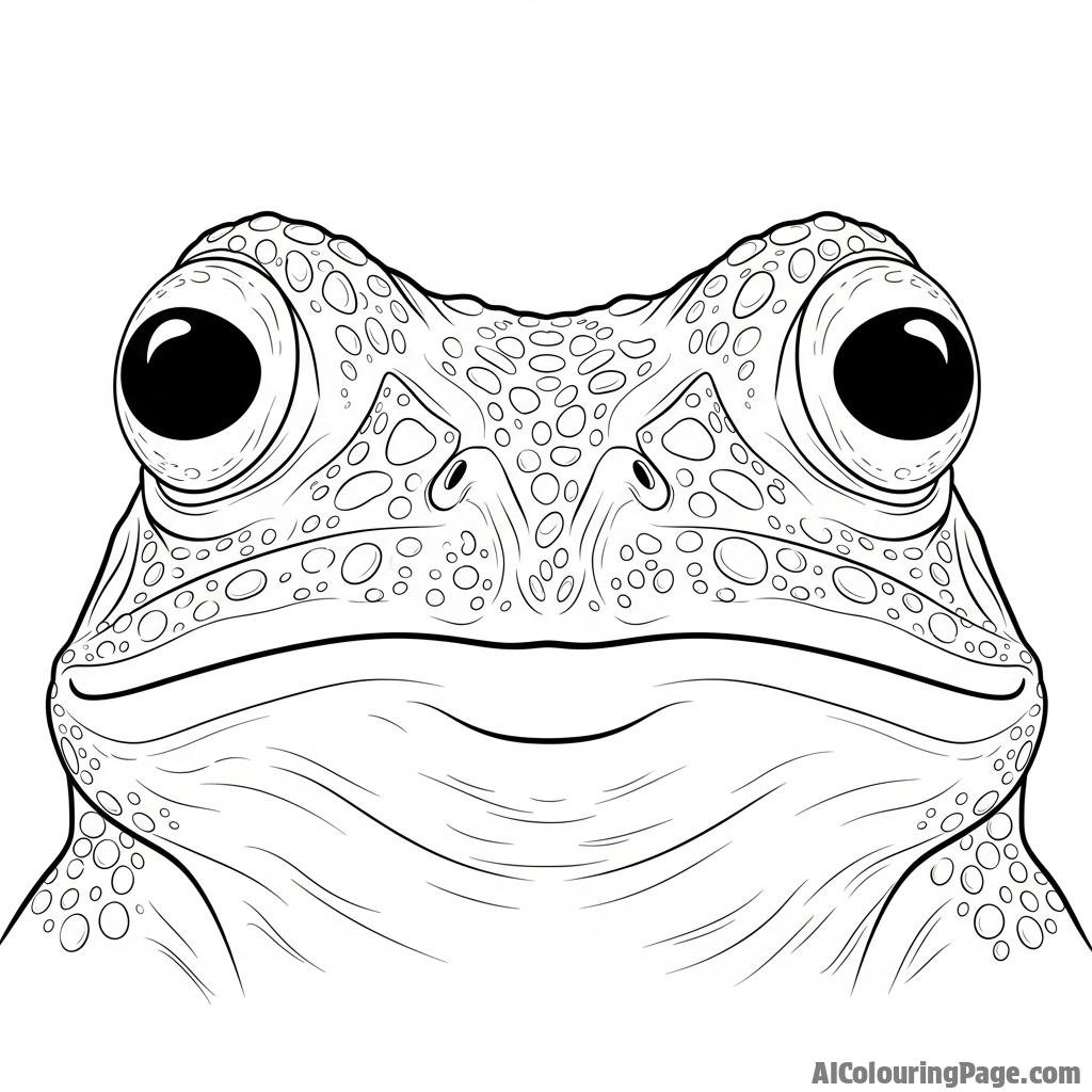A frog's face in extreme close-up, its unblinking gaze filling the frame.