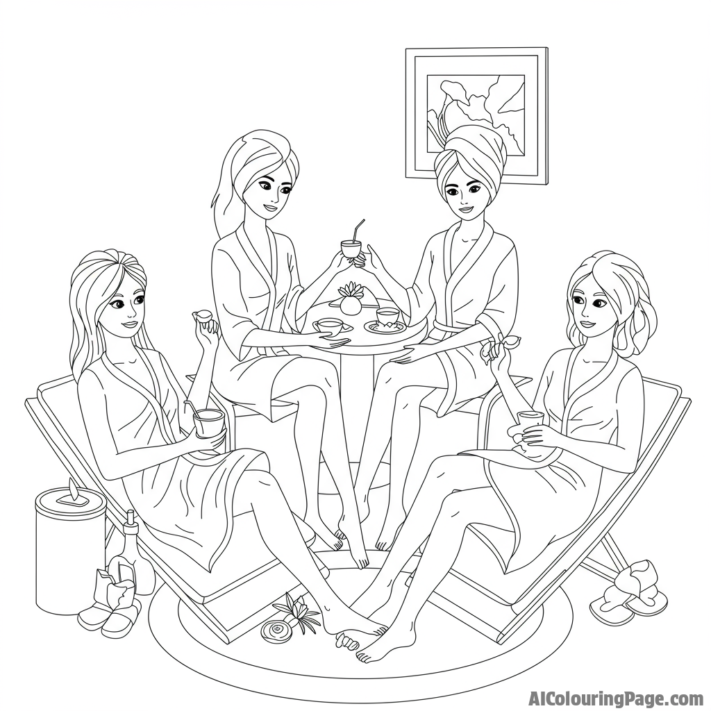 Girlfriends attending a relaxing spa day, rejuvenation and connection.