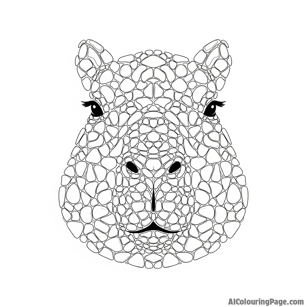 A capybara's face made from a mosaic of tiny pebbles.