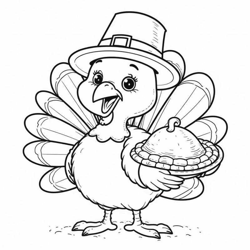 Turkey with Pilgrim hats coloring