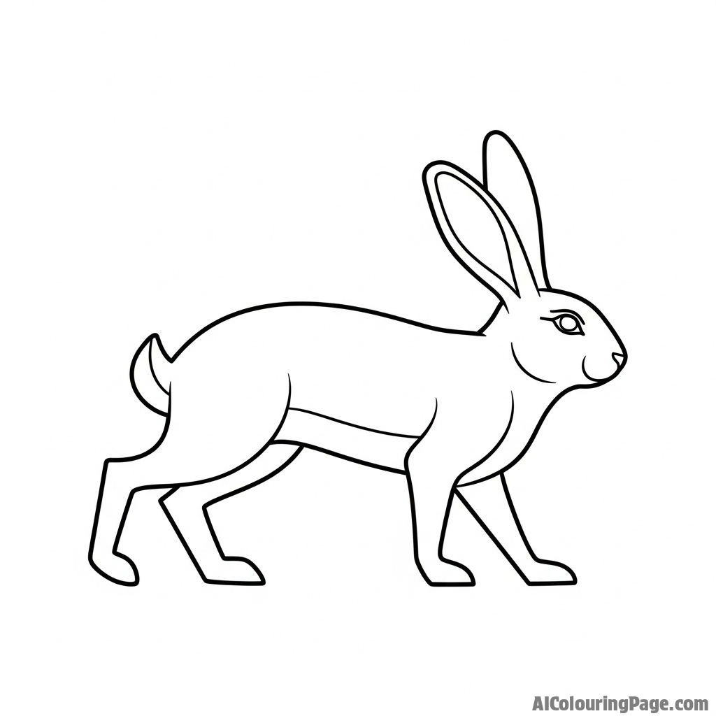 A rabbit depicted in the style of an ancient Egyptian hieroglyph.