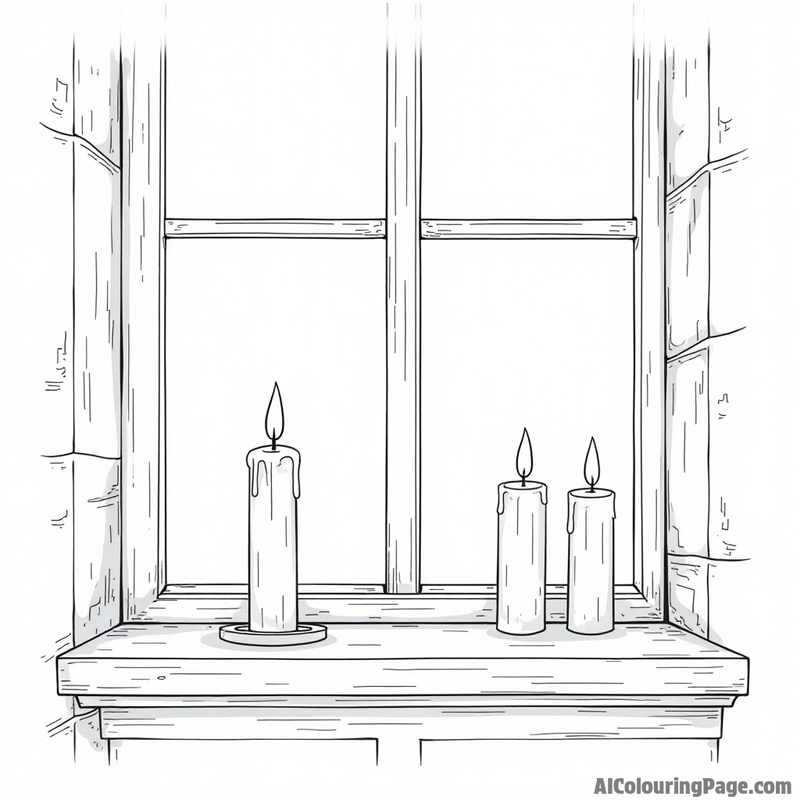 Candles glowing on a windowsill