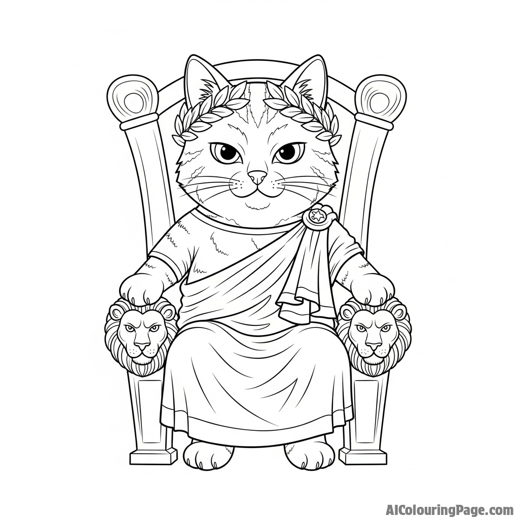A cat as a Roman emperor, wearing a laurel wreath.