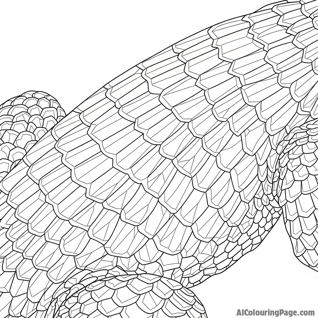 The intricate, geometric pattern of scales on a lizard's back.