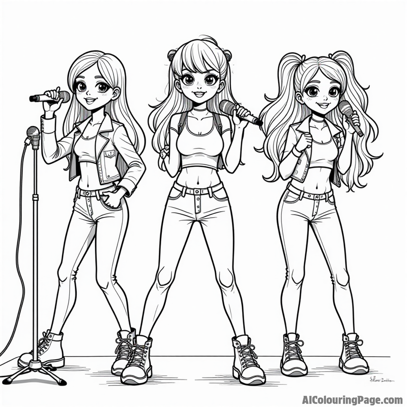 Bratz performing on stage with microphones