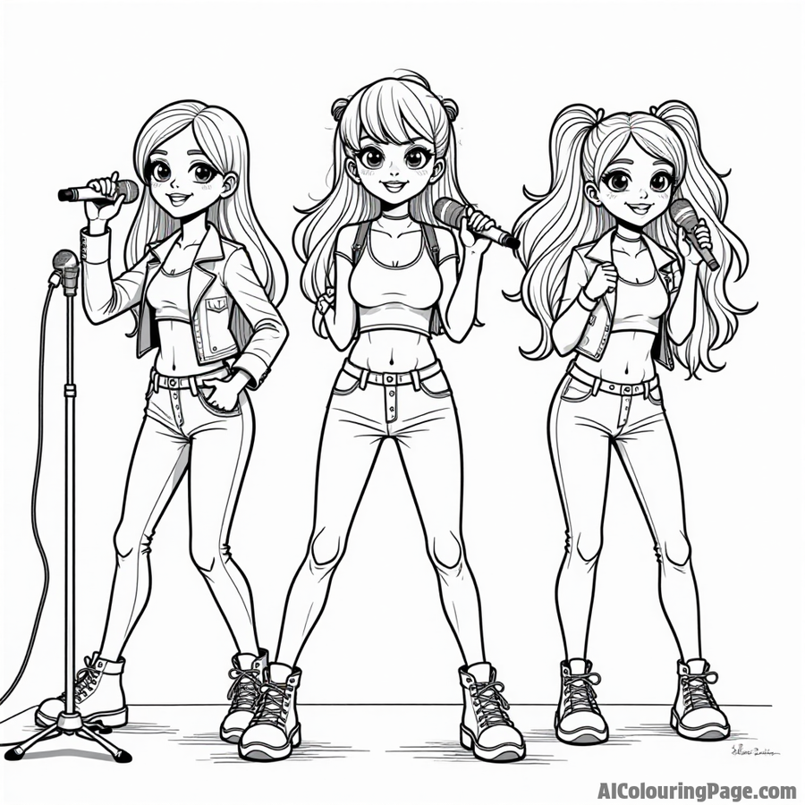 Bratz performing on stage with microphones