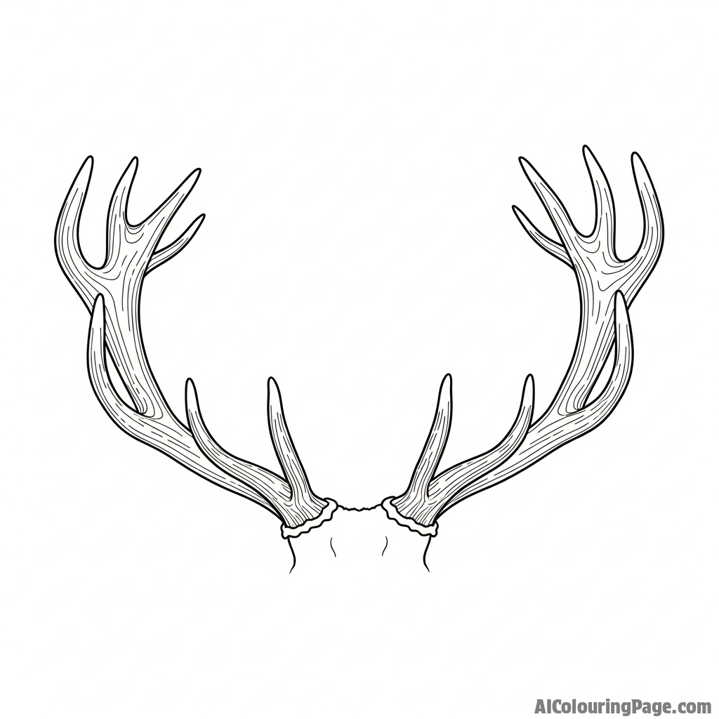 The intricate, branching structure of a mature stag's antlers.