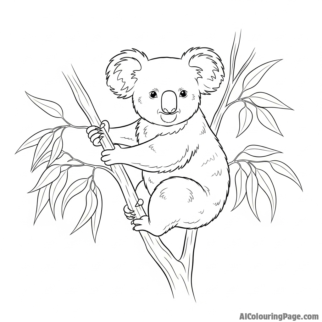 A koala drawn in the style of a traditional Japanese ink wash painting.