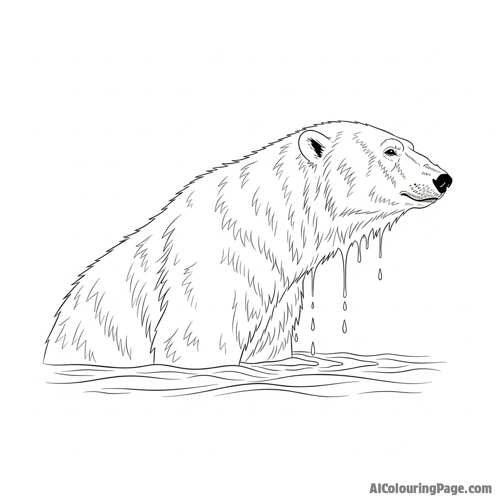 The powerful muscles of a polar bear's shoulders as it climbs out of the water.
