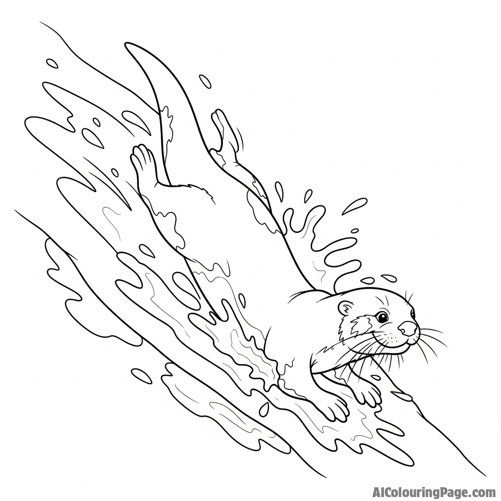 An otter joyfully sliding down a slippery, muddy riverbank.