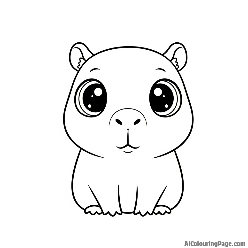 A chibi-style, adorable capybara with oversized eyes.