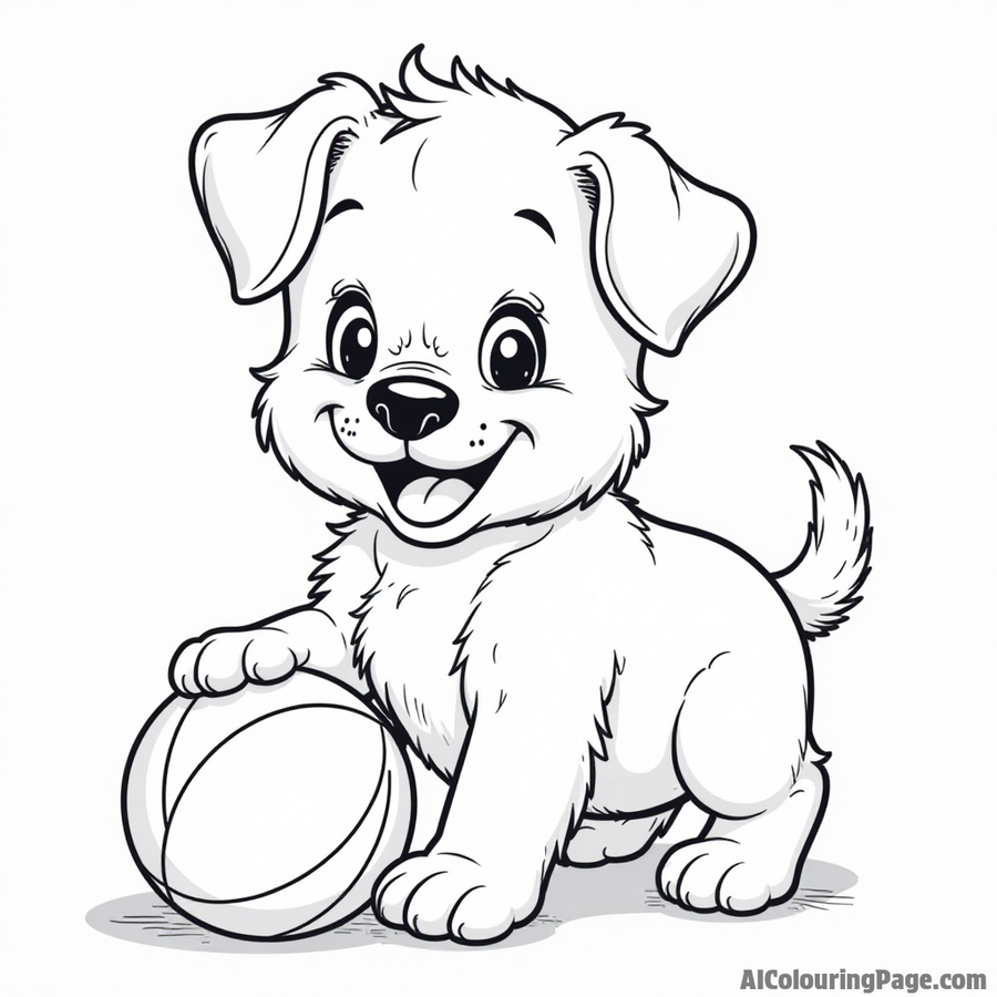 A playful puppy with a ball