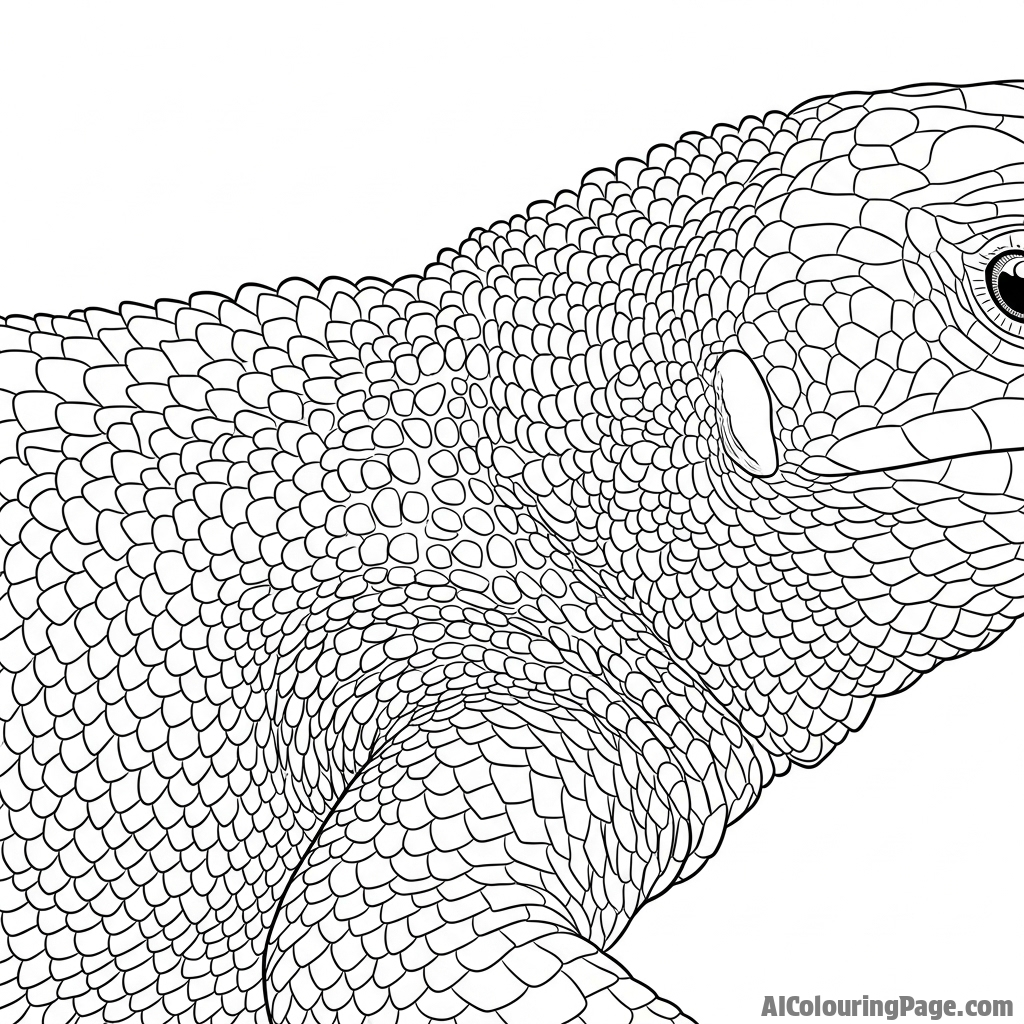 A textured, high-contrast black and white photograph of a lizard's skin.