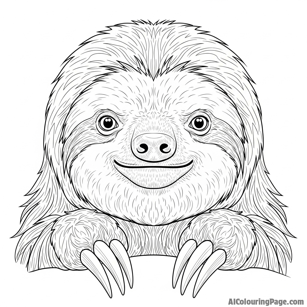 A portrait of a sloth looking directly at the viewer with a knowing, serene expression.