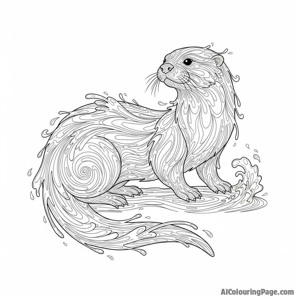 An ethereal otter made of swirling, transparent water.