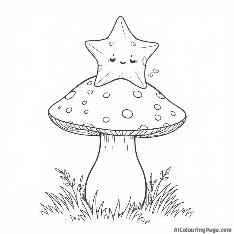 A tiny star sitting on a mushroom