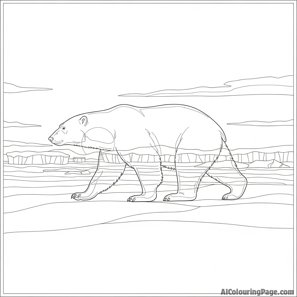 The ghost-like figure of a polar bear moving through the pale light of an arctic dawn.